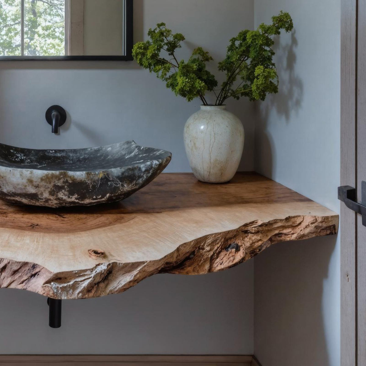 Natural Rustic Bathroom Vanity Floating Shelves For Cozy Spaces SILDTBRV114