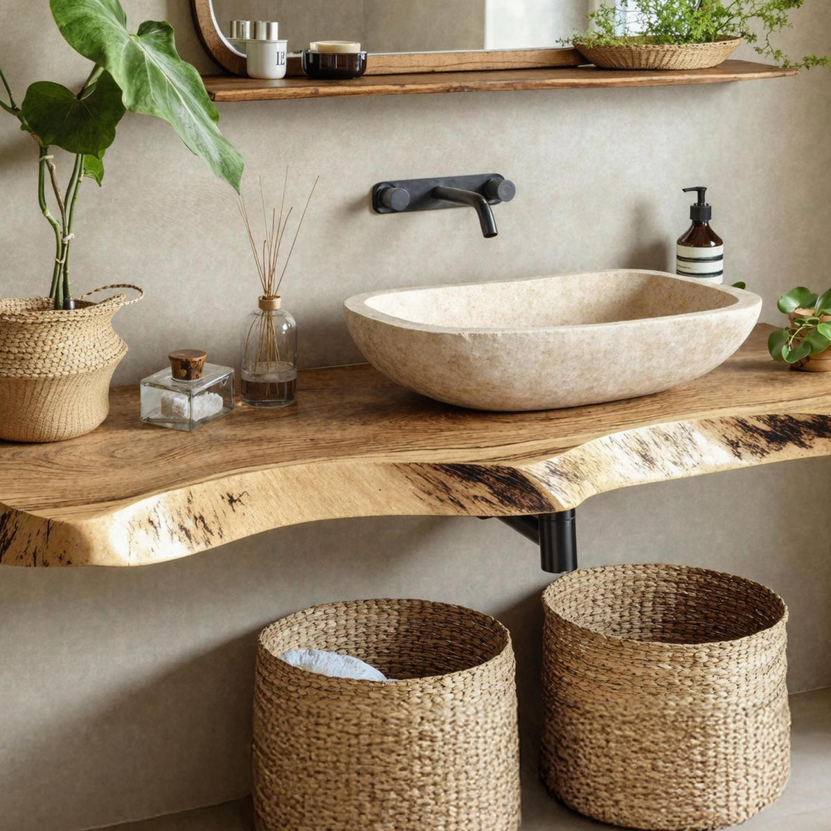 Rustic Solid Wood Vanity For Elegant Bathroom Decor