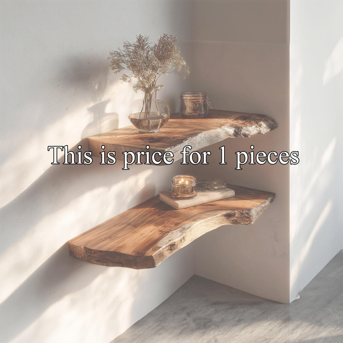 Rustic Solid Wood Floating Shelf, Wall Mounted Kitchen Spice Storage Rack & Dining Room Decorative Tableware Display Ledge
