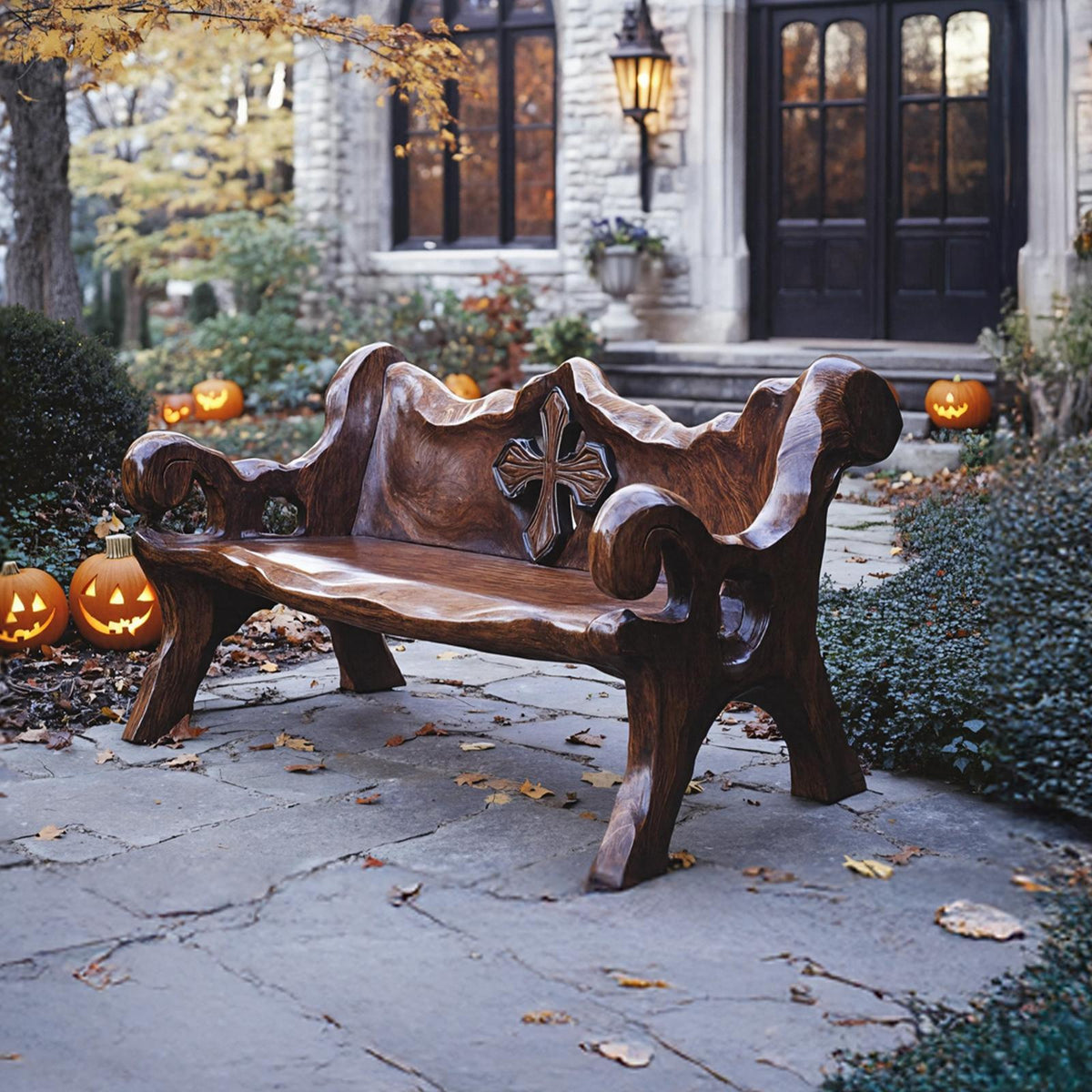 Handcrafted Live Edge Outdoor Bench For Rustic Outdoor Design