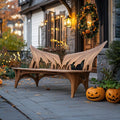 Spry Interior Rustic Wood Halloween Patio Chair, Spooky Carved Wooden Porch Rocker, Gothic Accent Armchair, Outdoor Decor, SILDTTNHOB019