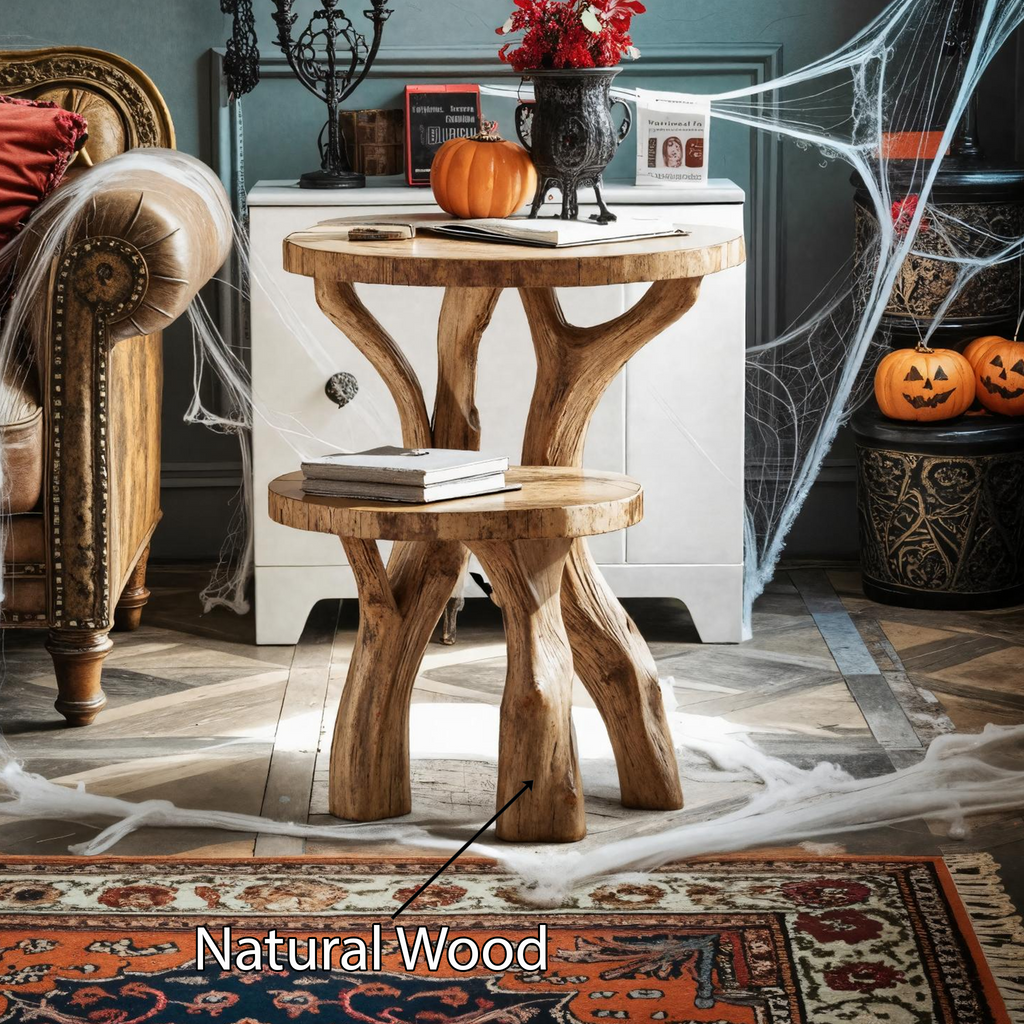 Farmhouse Live Edge Wooden End Table, Rustic Side Table, Small Nightstand for Living Room & Bedroom Decor