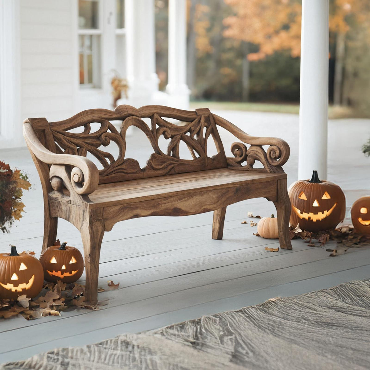 Spry Interior Handcrafted Live Edge Outdoor Bench, Solid Wood Garden Park Bench, Rustic Farmhouse Patio & Deck Seating Furniture, SILDTTNHOB025