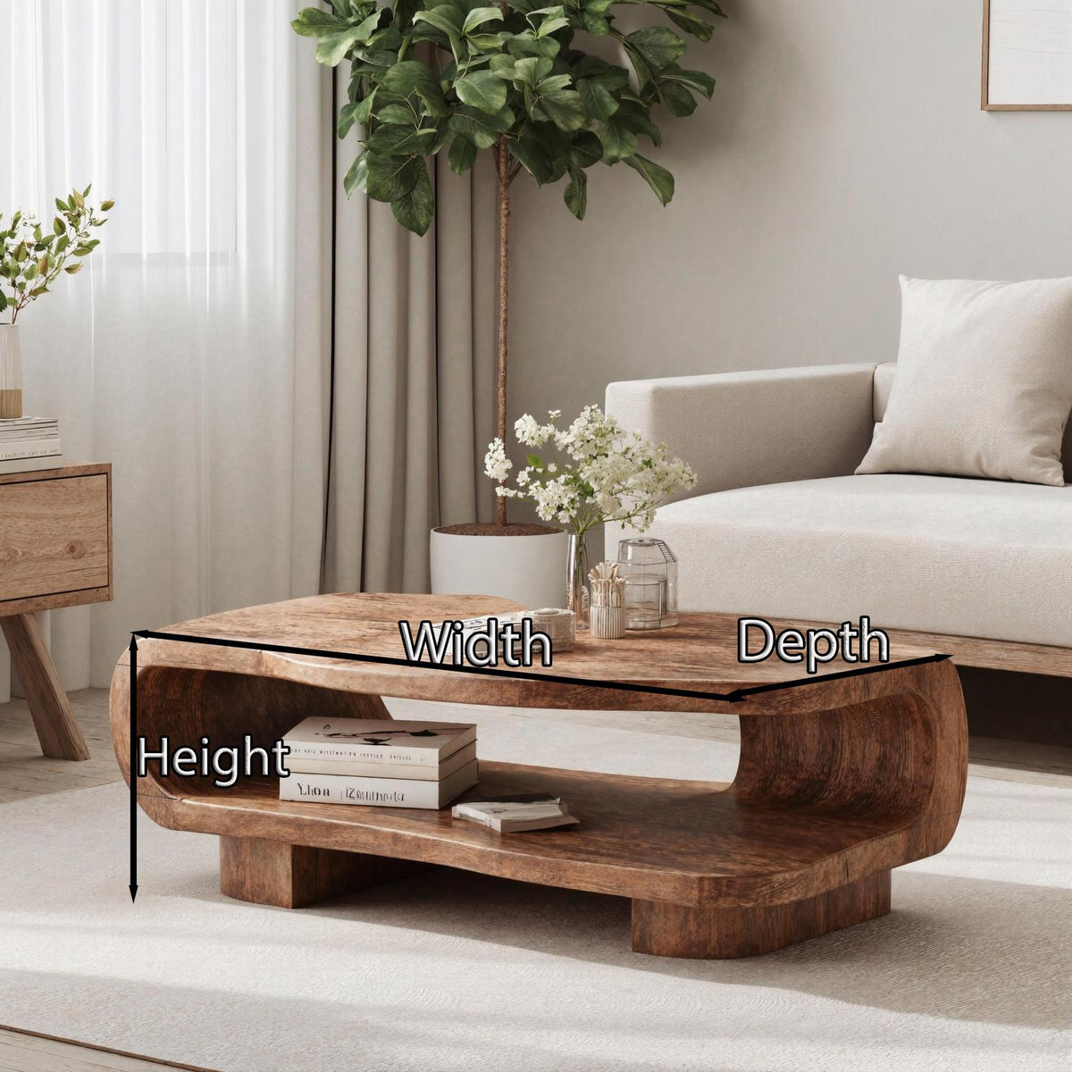 Farmhouse Wooden Coffee Table For Entryway Accent