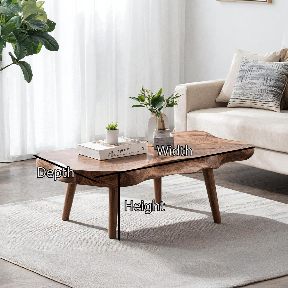 Mid Century Solid Wood Coffee Table For Small Spaces