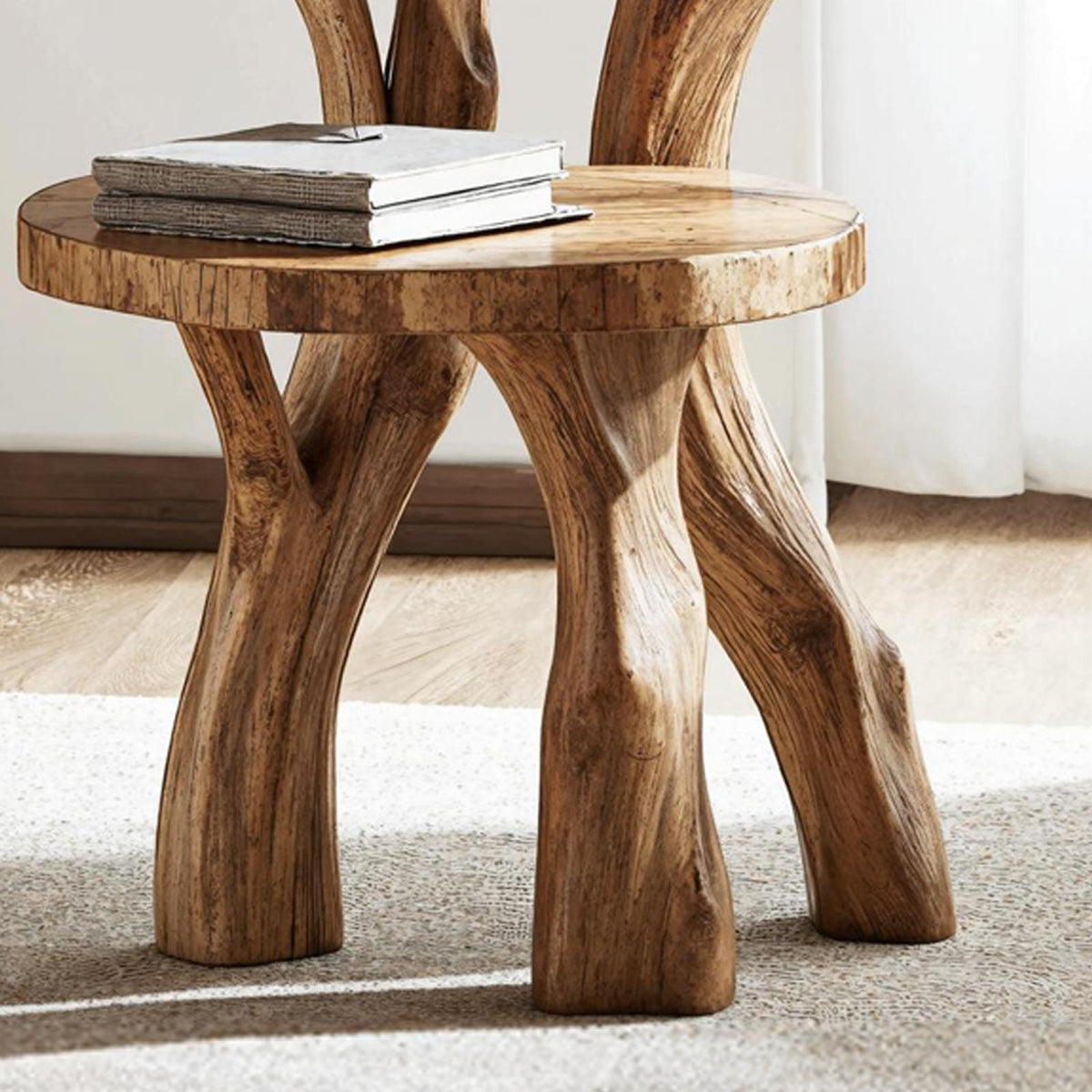 Handcrafted Live Edge Solid Wood End Table, Natural Slab Side Table & Nightstand for Living Room & Bedroom