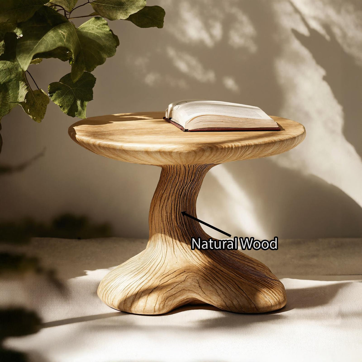Handcrafted Wood Mushroom End Table For Lounge Area Rustic Charm