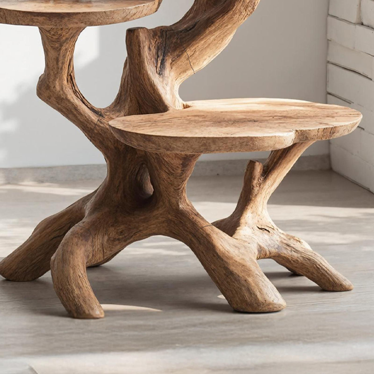 Farmhouse Solid Wood End Table For Living Room