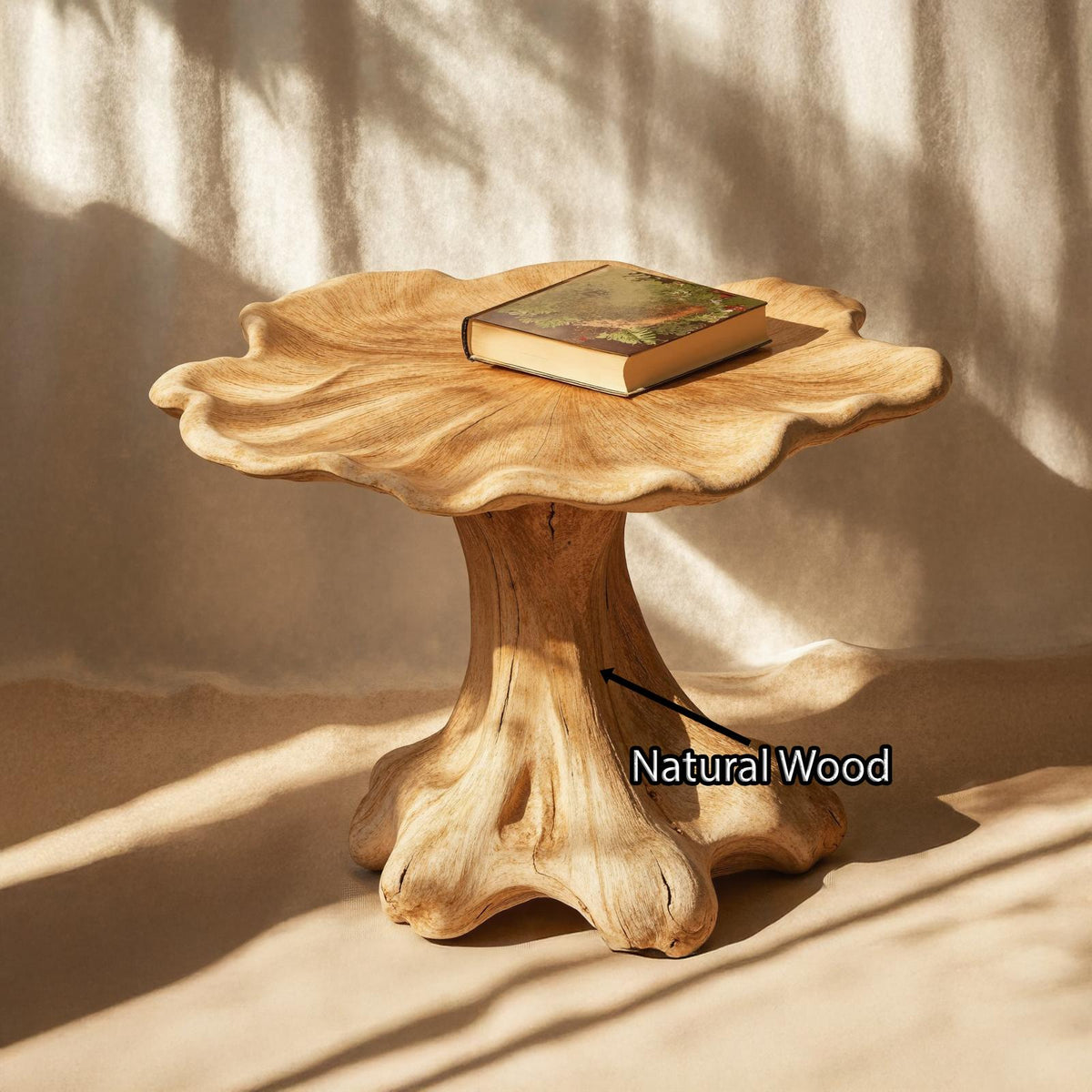 Minimalist Wood Mushroom End Table For Bedroom Clean Lines