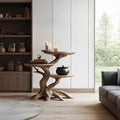 Farmhouse Wooden End Table, Rustic Side Table, Pumpkin-Shaped Gothic Accent Nightstand for Living Room & Bedroom