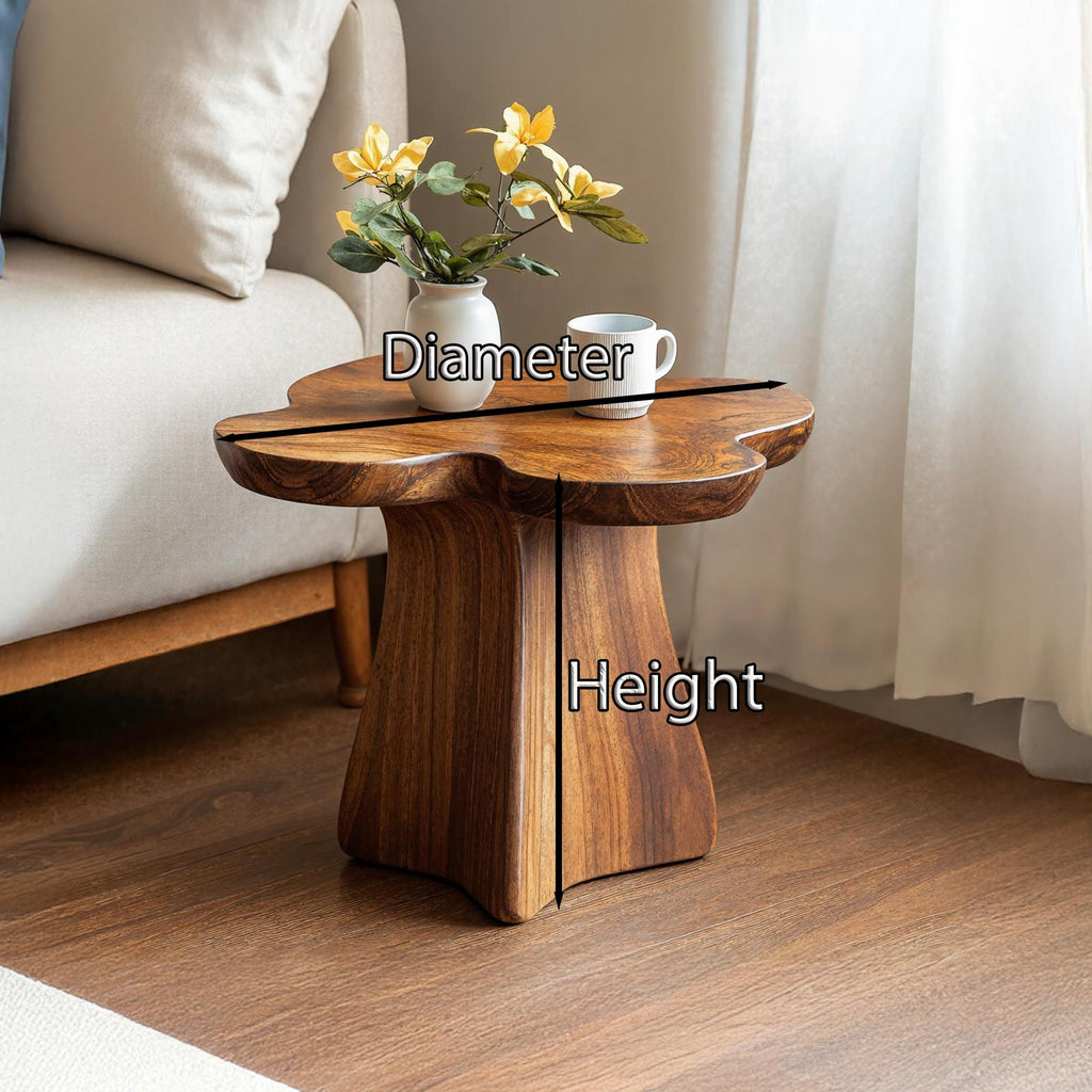 Rustic Solid Wood End Table, Handcrafted Bedside Nightstand & Living Room Accent Table for Small Spaces