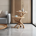 Handcrafted Round End Table, Solid Wood Entryway Accent Side Table, Minimalist Living Room Decor