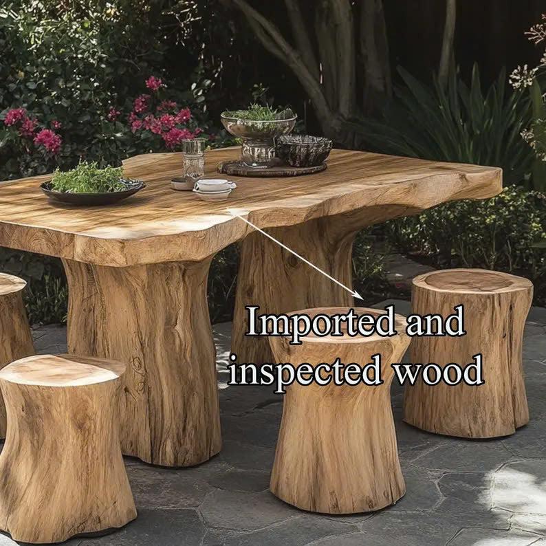 Large Rustic Live Edge Dining Table Set Home Decor Gift