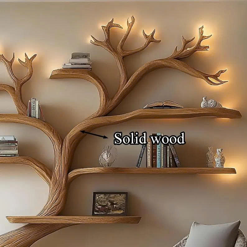 Tree Bookshelf Floating Shelf Rustic Decor Home Gift