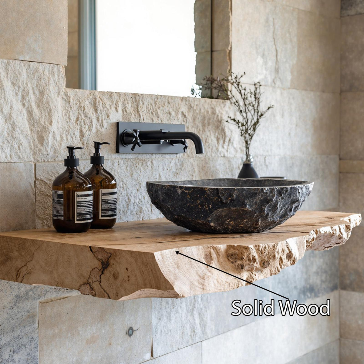 Handcrafted Bathroom Wooden Shelf SILDTBRV047