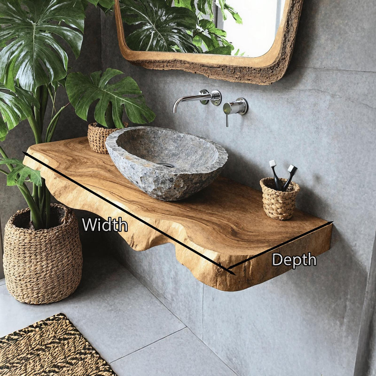 Farmhouse Wooden Floating Vanity For Furniture Decor SILDTBRV189