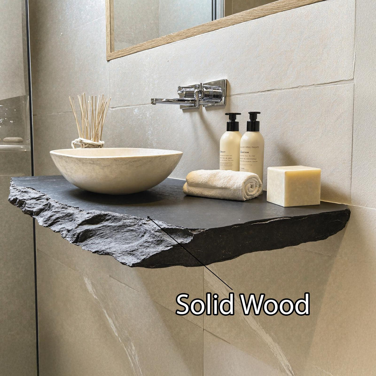 Rustic Wood Bathroom Vanity Shelf SILDTBRV035