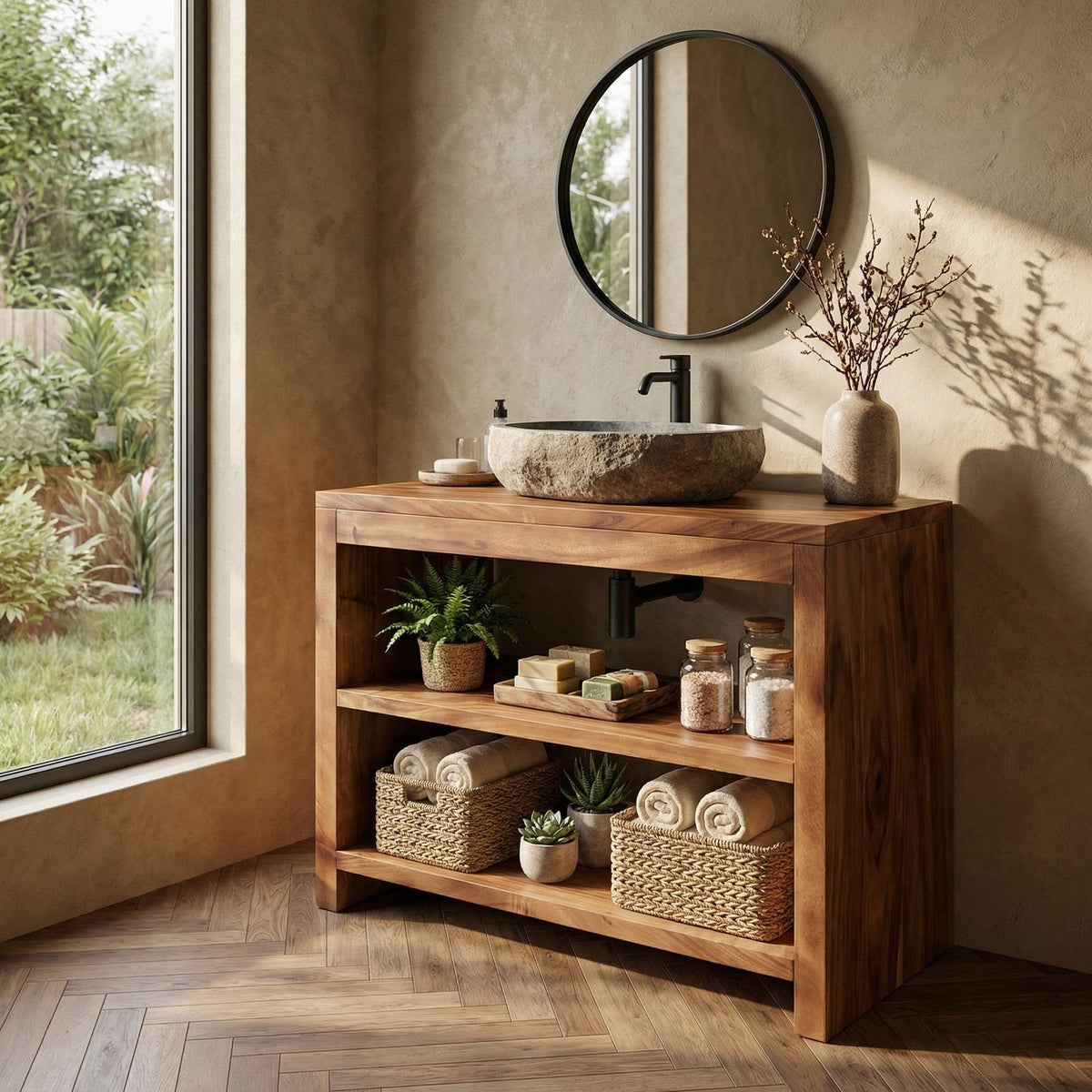 Custom Wood Vanity Bathroom SINLBRV026