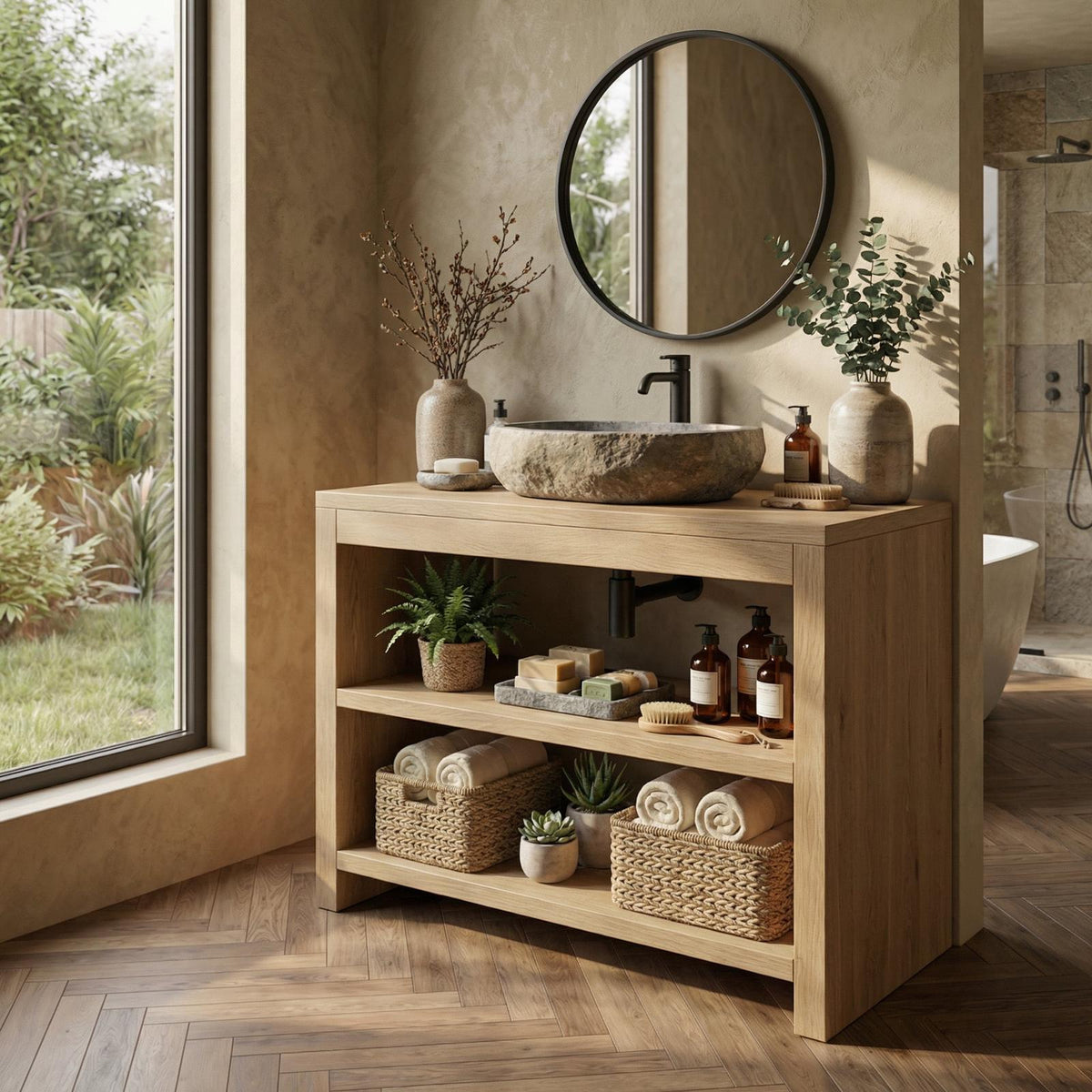 Custom Wood Vanity Bathroom SINLBRV026
