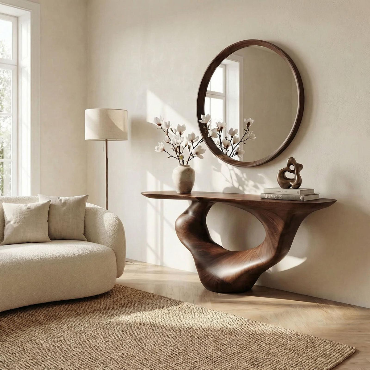 Console Table Unique Art Solid Wood Handmade Narrow Wood SINLCS042