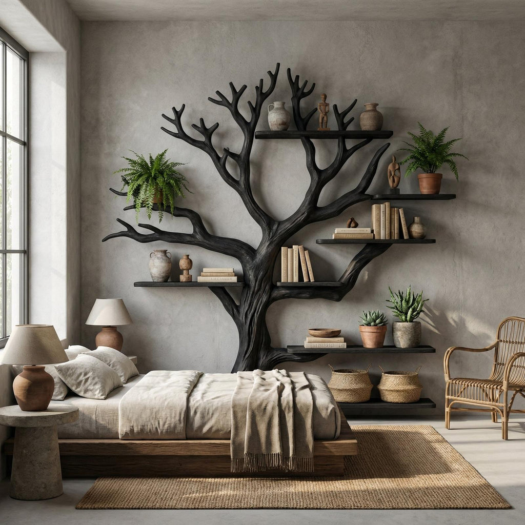 Rustic Tree Bookshelf Living And Library Wall