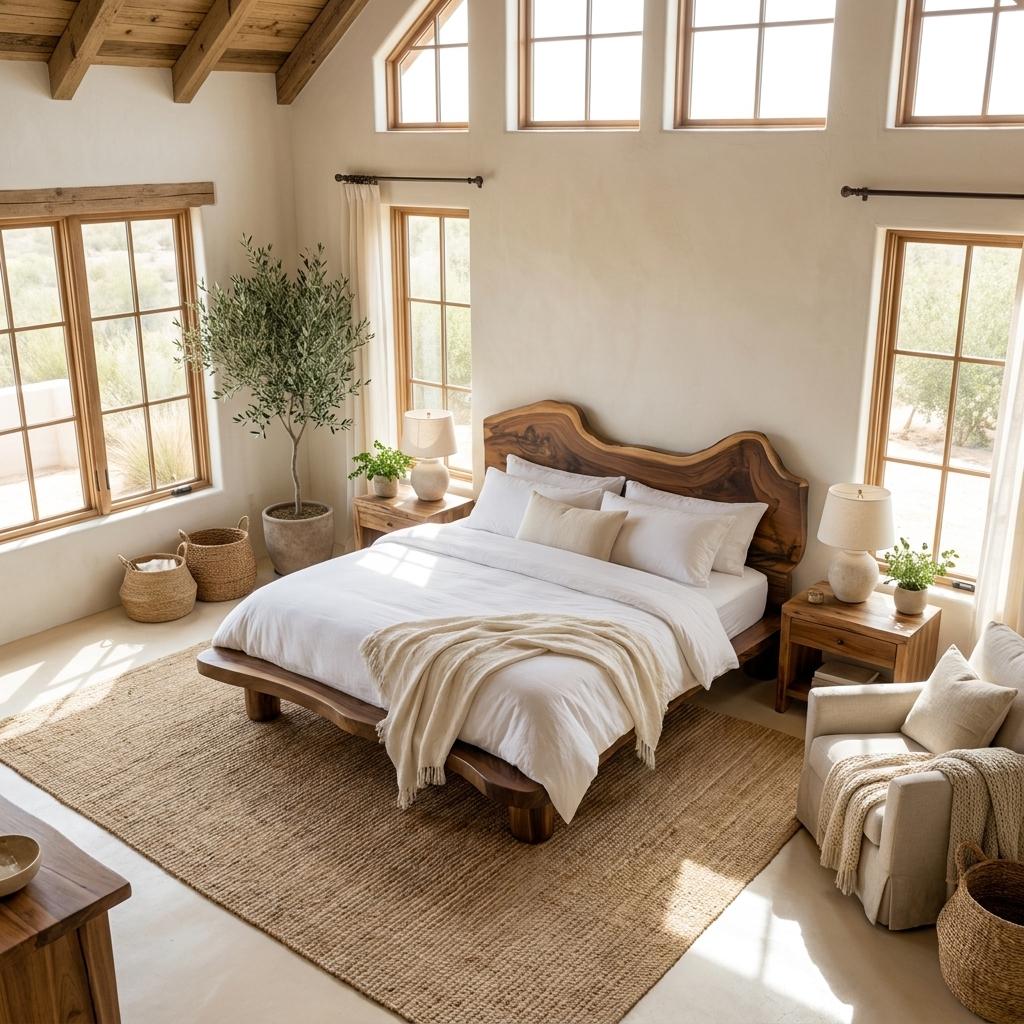 Rustic Live Edge Bed Organic Coastal Bedroom SINLSAWB063