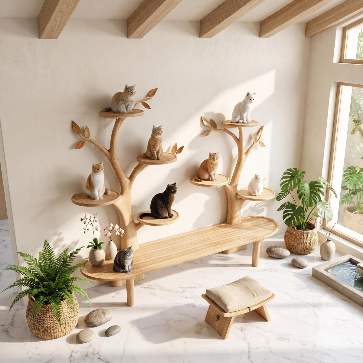 Mid Century Tree Cat Tower Living Study SINLSATT034
