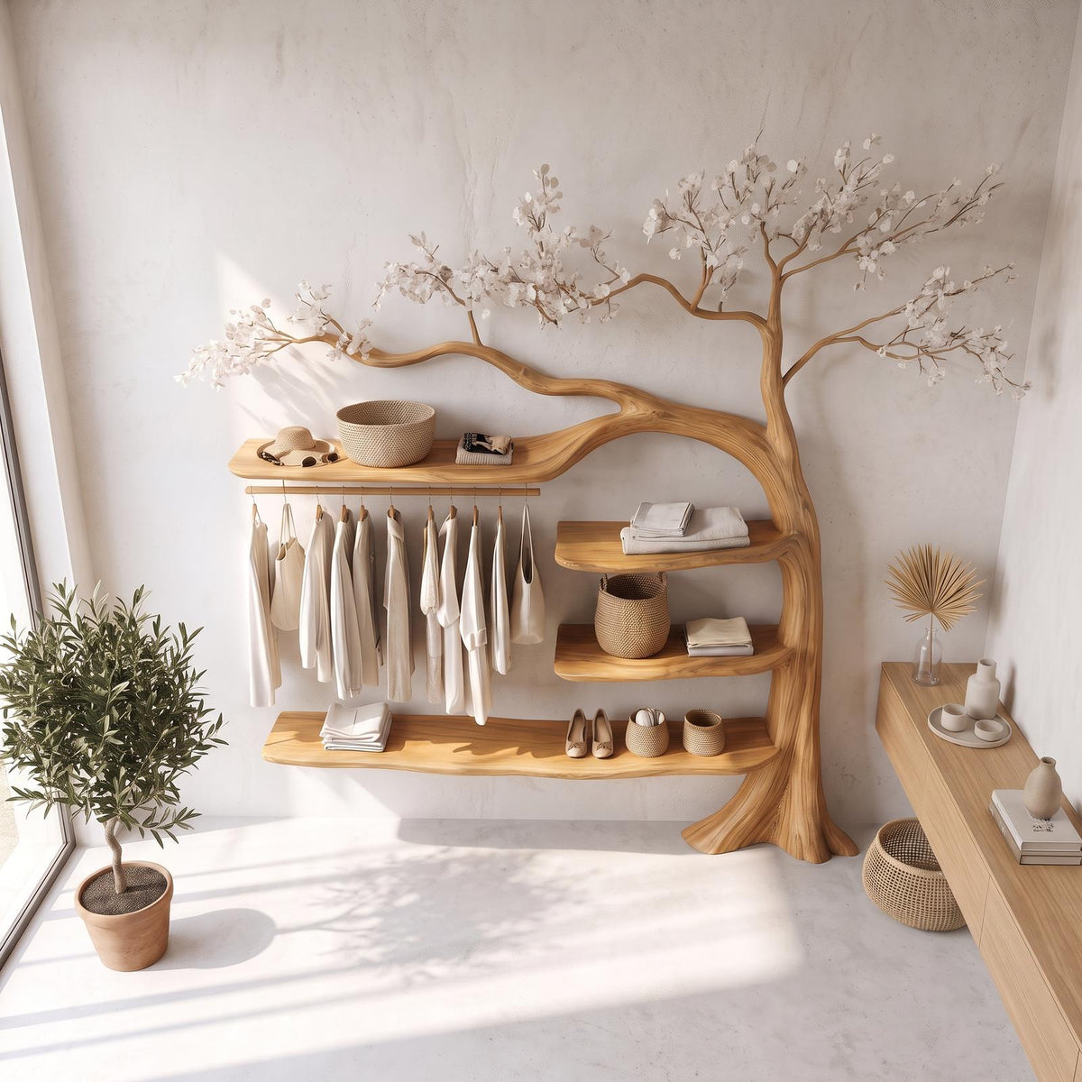 Rustic Tree Coat Rack Bedroom Closet