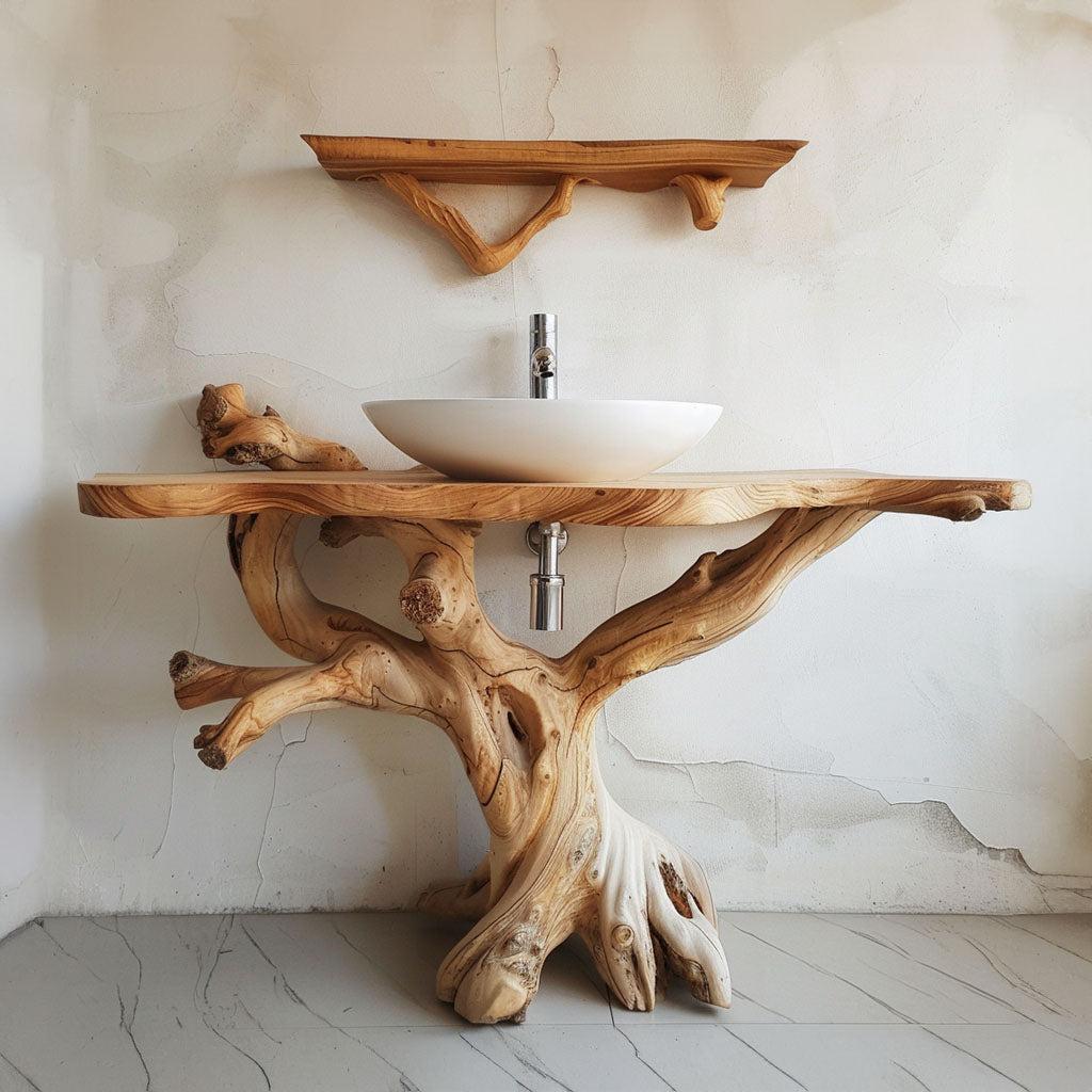 Floating Natural Wood Bathroom SILDTBRV056