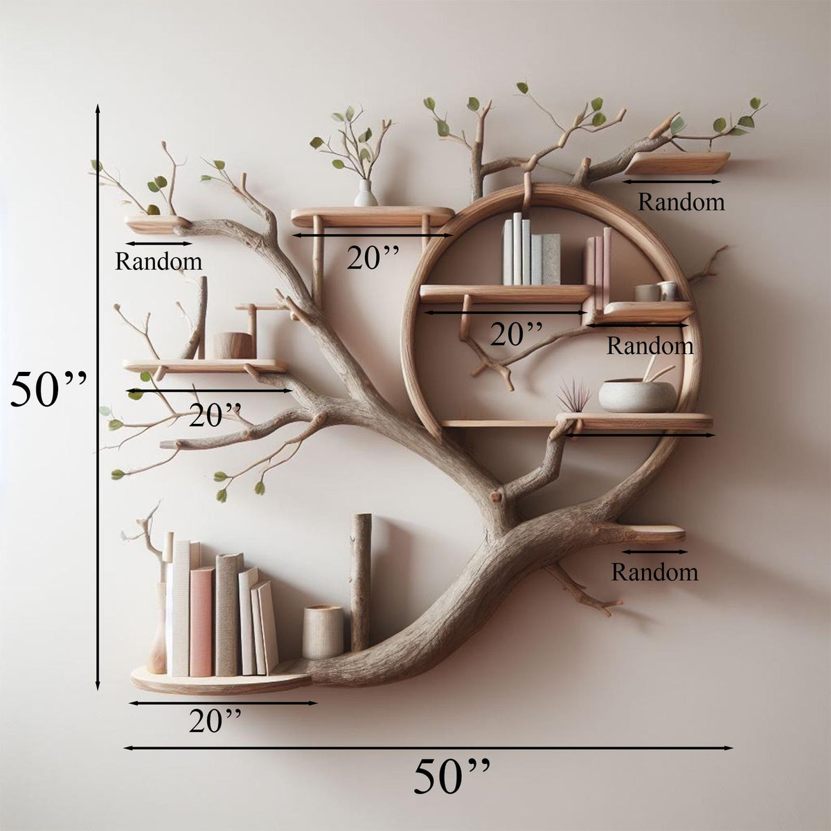 Tree Branch Floating Corner Bookcase