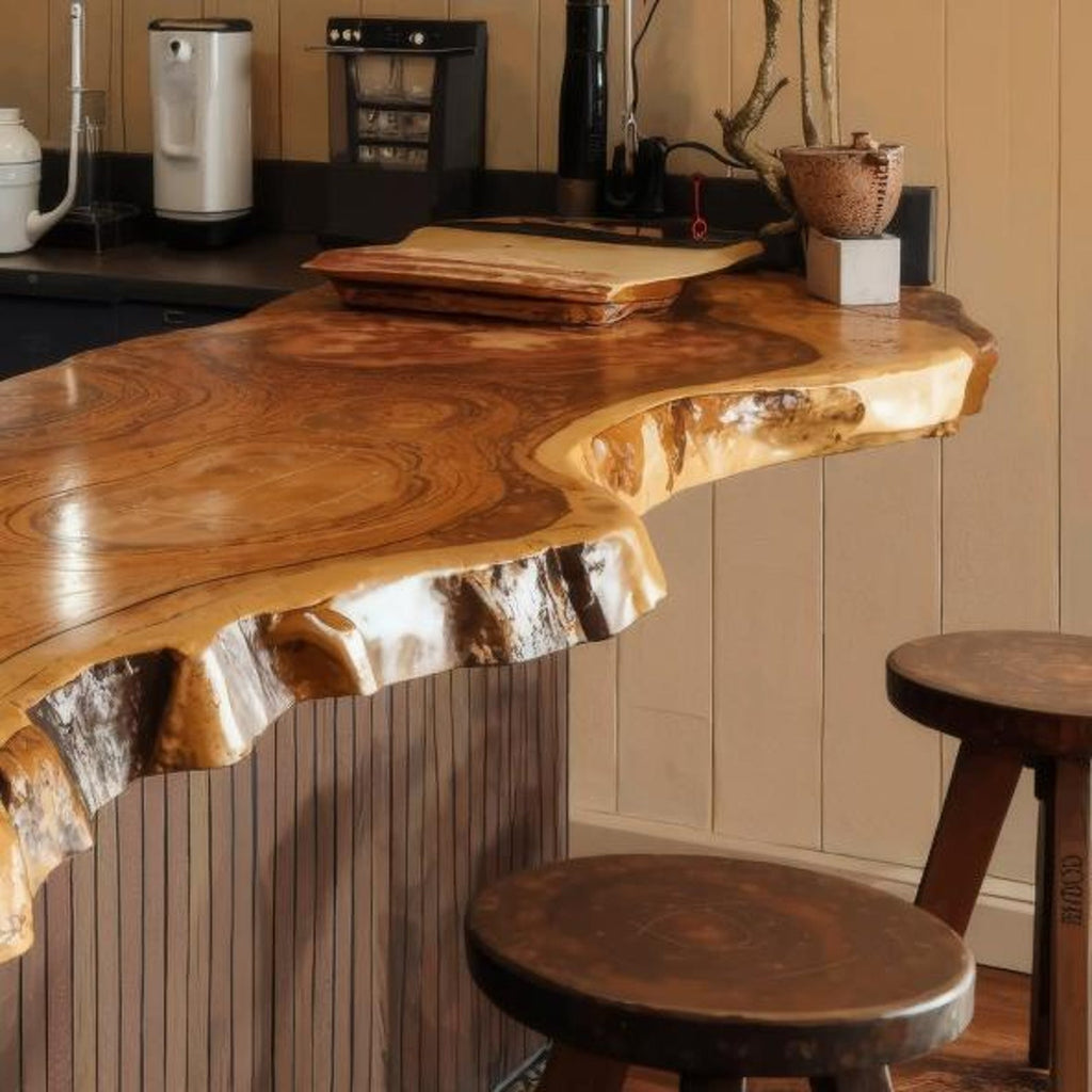 Rustic Live Edge Kitchen Island Countertop For Home Cooking And Social Dining