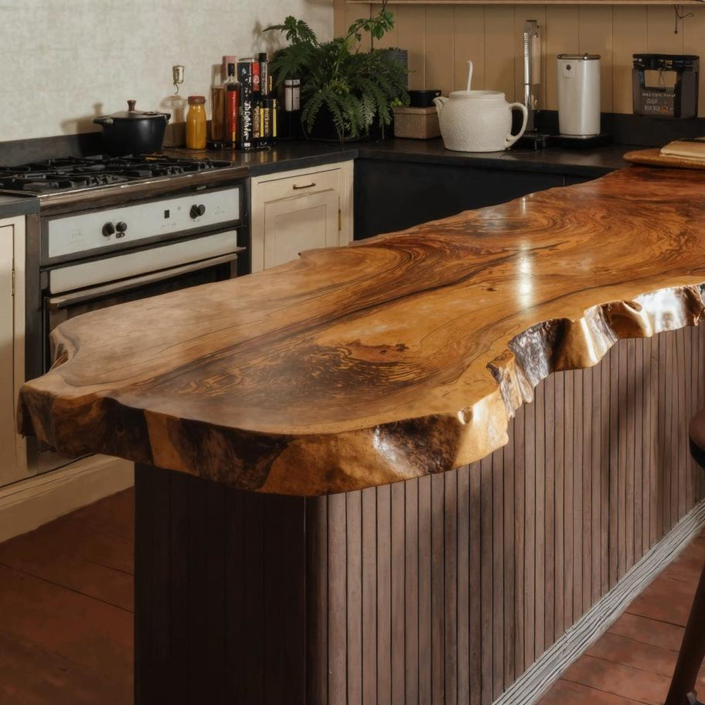 Rustic Live Edge Kitchen Island Countertop For Home Cooking And Social Dining
