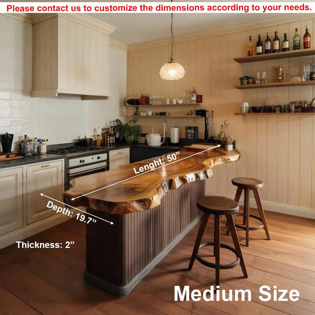 Rustic Live Edge Kitchen Island Countertop For Home Cooking And Social Dining