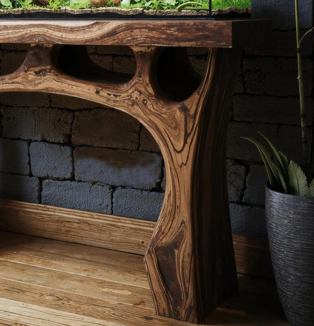 Handmade Coffee Table With Built-in Aquarium Design
