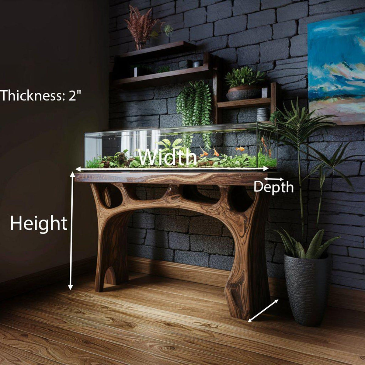 Handmade Coffee Table With Built-in Aquarium Design