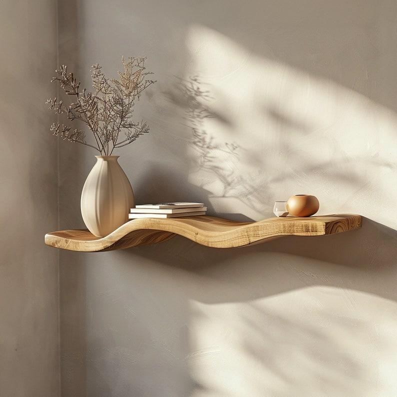 Wavy Wooden Floating Shelves Living Room For New Year Custom Shelves SINLWV002