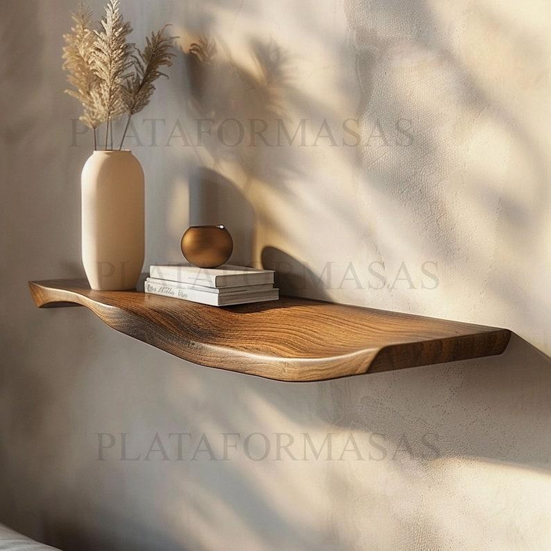 Wavy Live Edge Rustic Floating Shelves Decor Bedroom New Year Custom Shelves SINLWV001