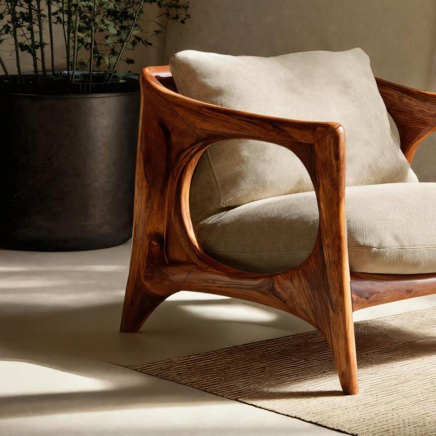 Modern Lounge Chair With Carved Frame For Living Room RTTHTTACC005