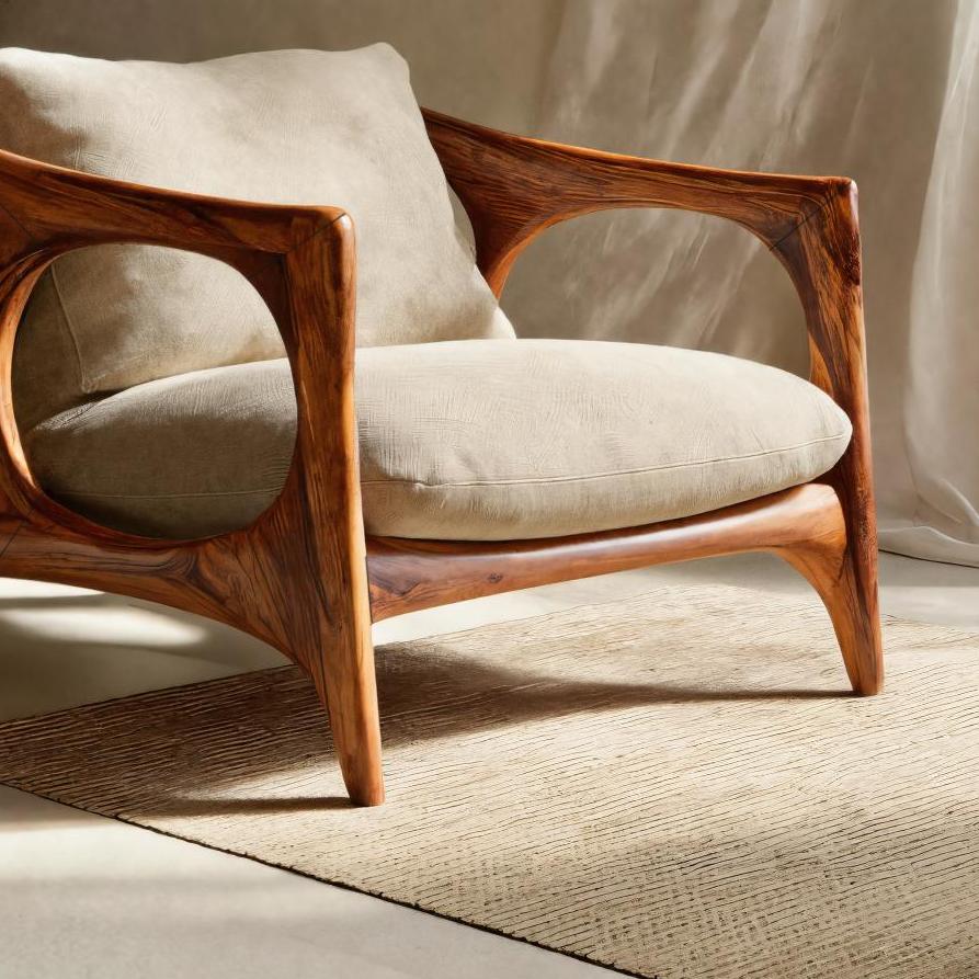 Modern Lounge Chair With Carved Frame For Living Room RTTHTTACC005
