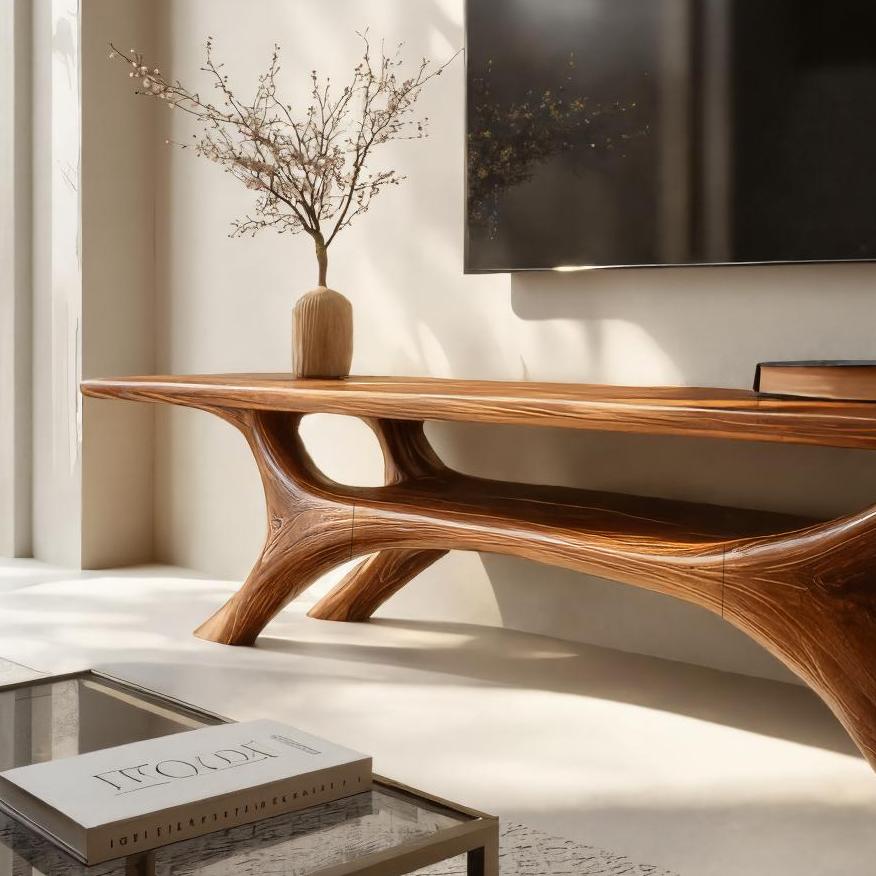 Modern Sculptural TV Cabinet For Living Room Accent