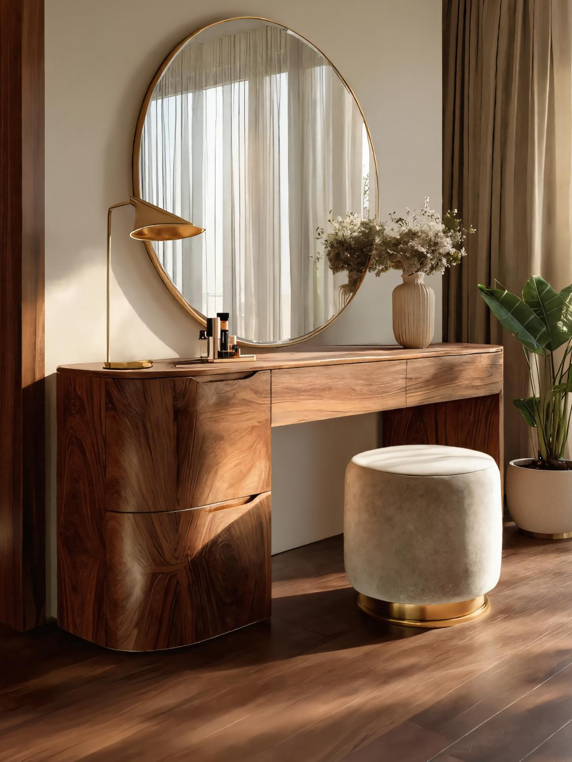 Spry Interior Modern Handcrafted Wooden Vanity Table with Storage Drawers, Elegant Makeup Dressing Table for Bedroom, Model SITHTTMV003