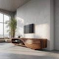 Modern TV Stand With Carved Wave Design For Living Room