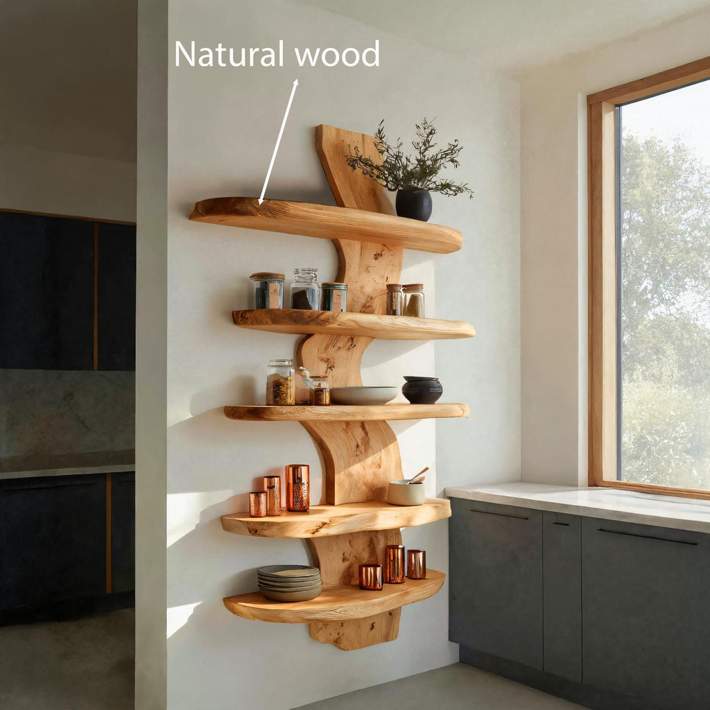 Modern Live Edge Floating Shelf For Kitchen