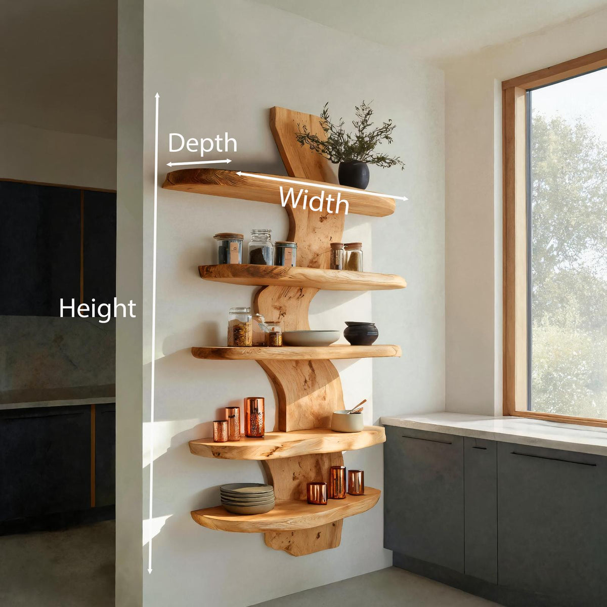 Modern Live Edge Floating Shelf For Kitchen