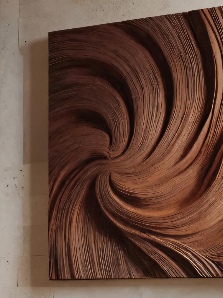 Modern Wall Art Panel with Wave Design, 3D Carved Wood Ocean Wave Wall Sculpture for Living Room Decor