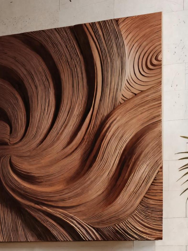 Modern Wall Art Panel with Wave Design, 3D Carved Wood Ocean Wave Wall Sculpture for Living Room Decor