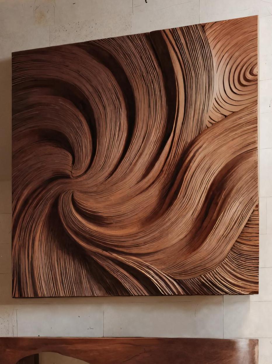 Modern Wall Art Panel with Wave Design, 3D Carved Wood Ocean Wave Wall Sculpture for Living Room Decor