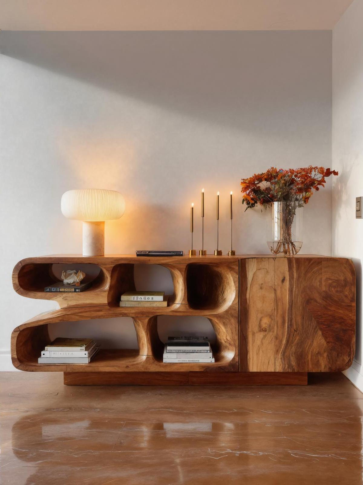 Modern Wooden Sideboard With Organic Curved For Entryway Storage SITHTTSD026