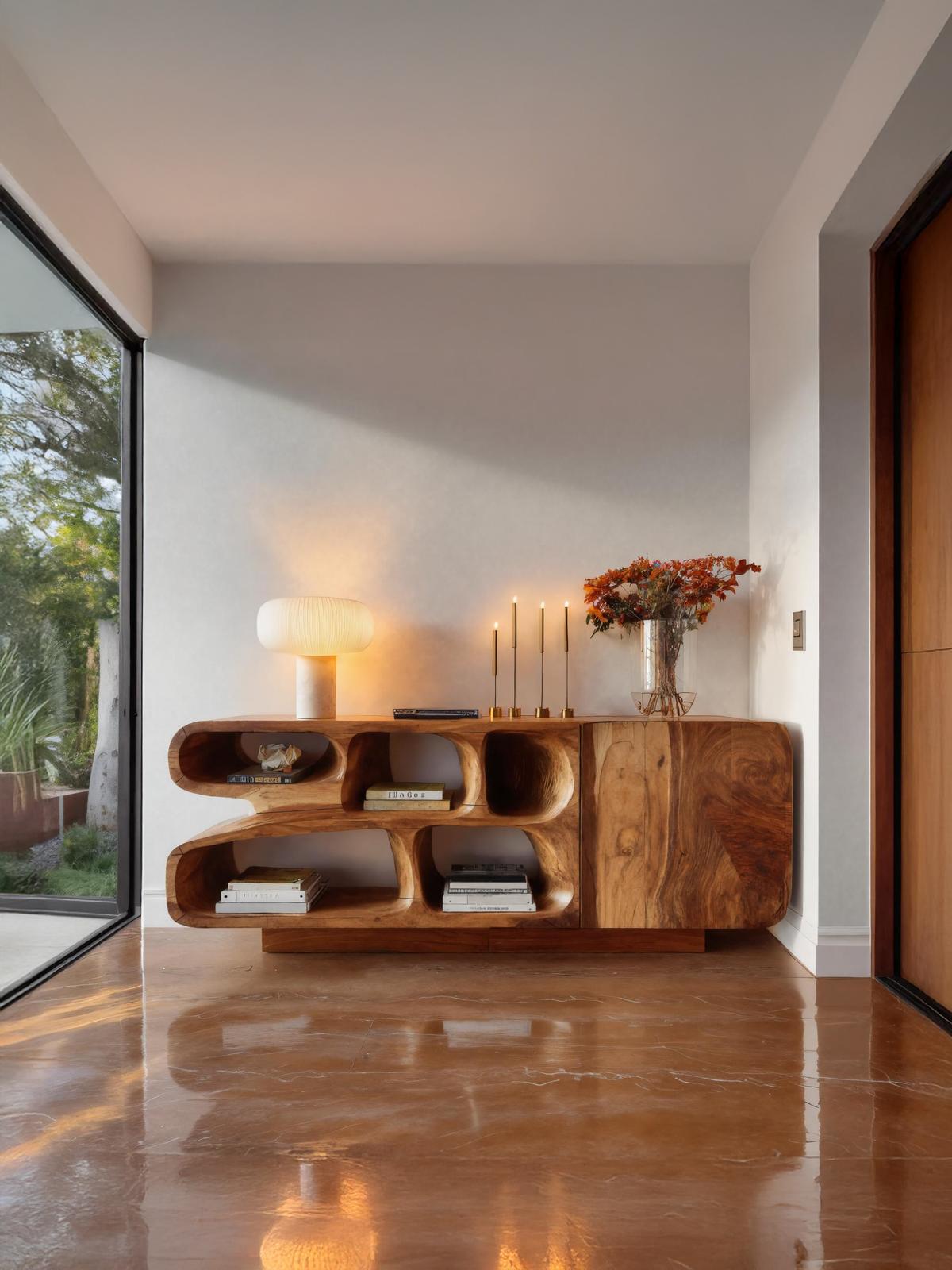 Modern Wooden Sideboard With Organic Curved For Entryway Storage SITHTTSD026