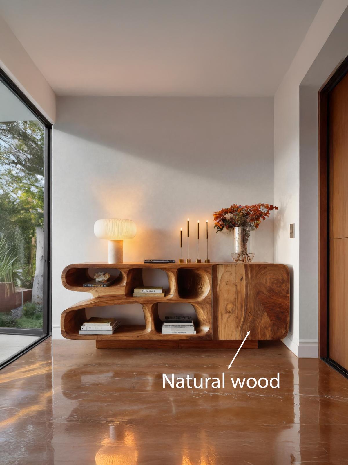 Modern Wooden Sideboard With Organic Curved For Entryway Storage SITHTTSD026